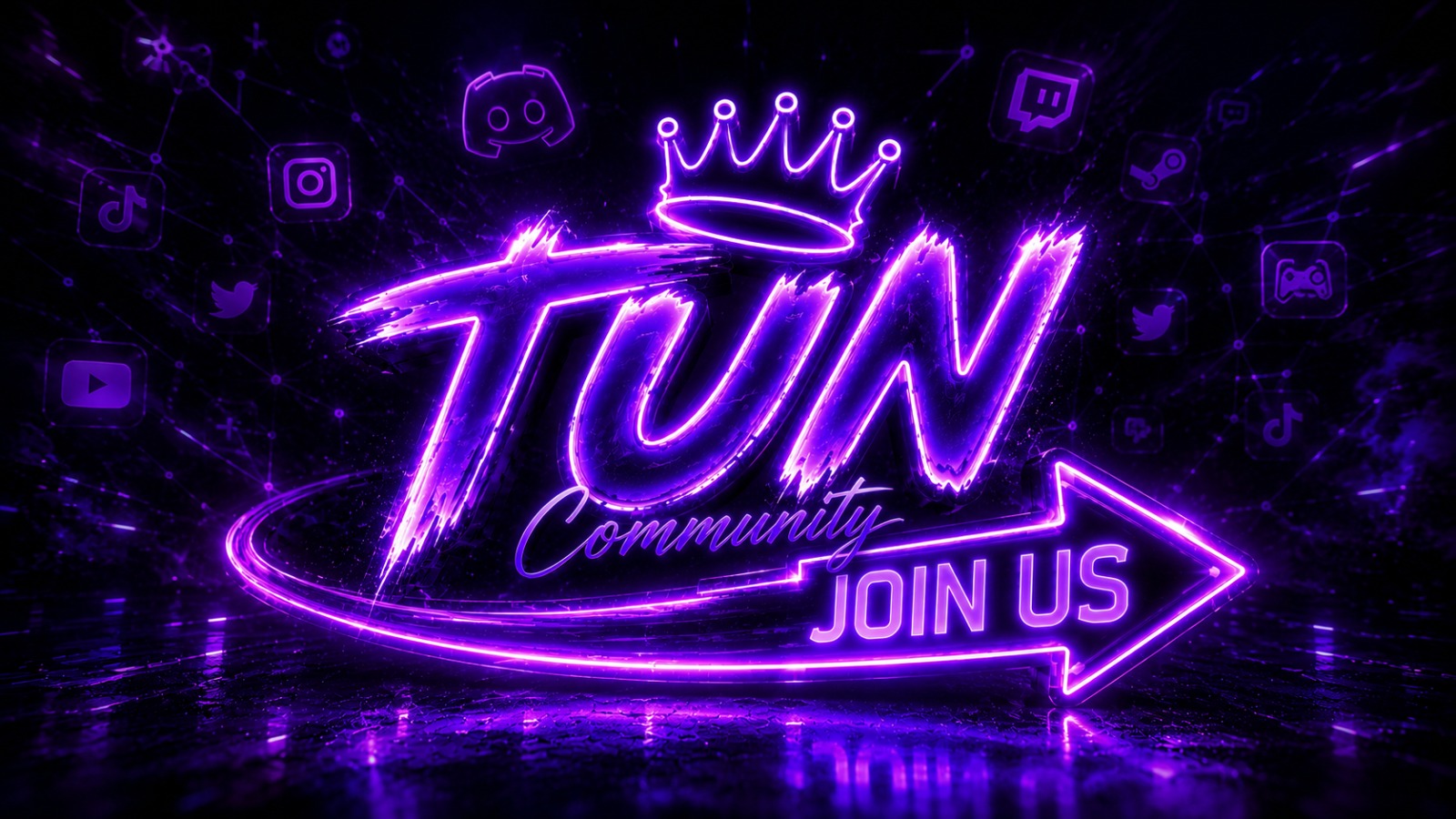 TUN Community — Join Us neon banner